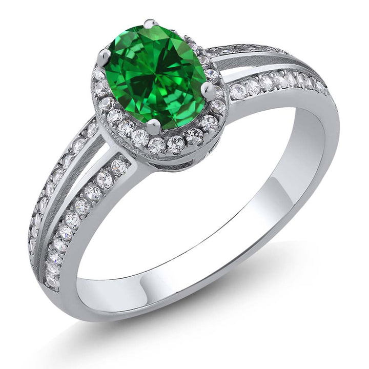 Created Emerald - May_5_Ring in 925 Sterling Silver