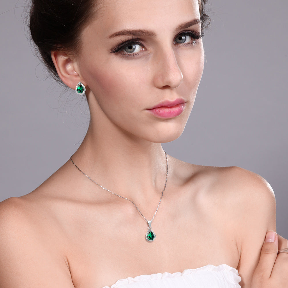 Nano Emerald - May_925 Sterling Silver_Pendant Earrings Set in 925 Sterling Silver