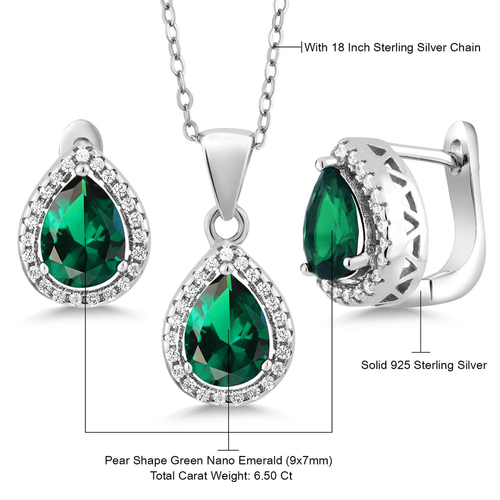 Nano Emerald - May_925 Sterling Silver_Pendant Earrings Set in 925 Sterling Silver