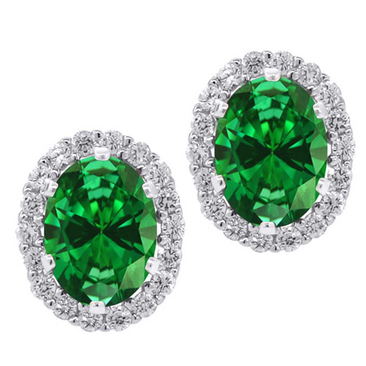 Simulated Emerald - May_Earrings in 925 Sterling Silver