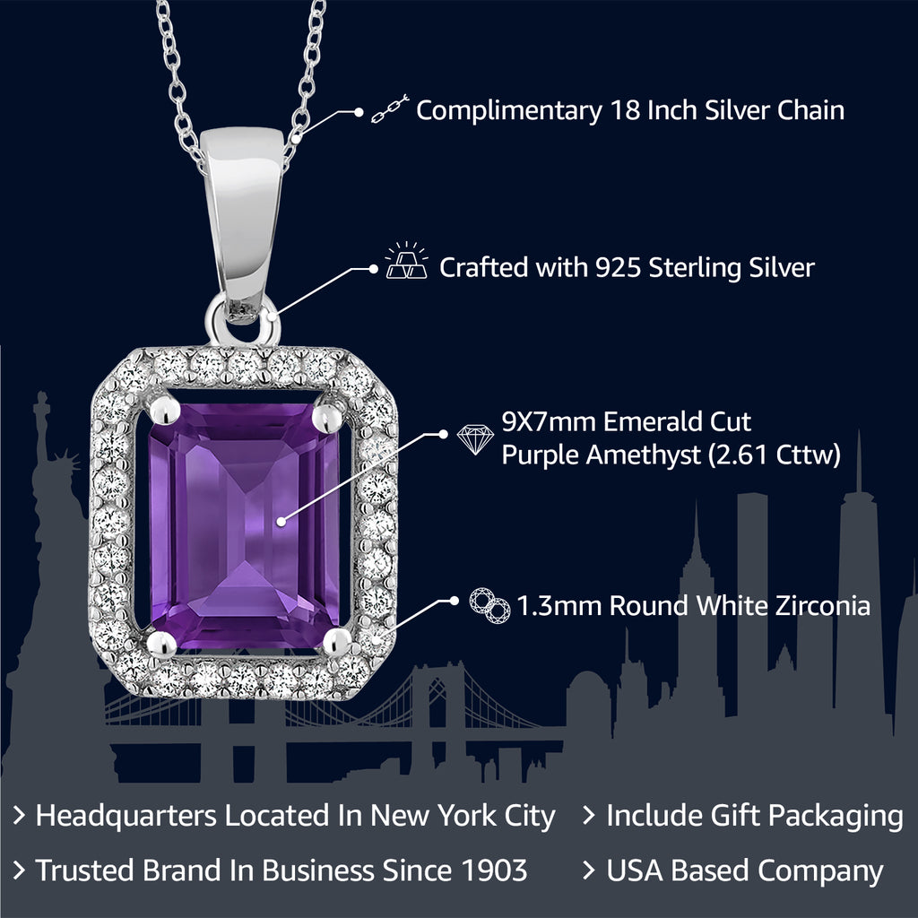 Amethyst and Zirconia_Pendant in 925 Sterling Silver