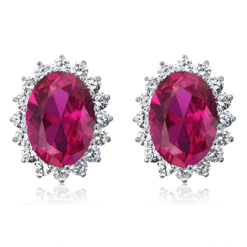 Red Created Ruby_Earrings in 925 Sterling Silver
