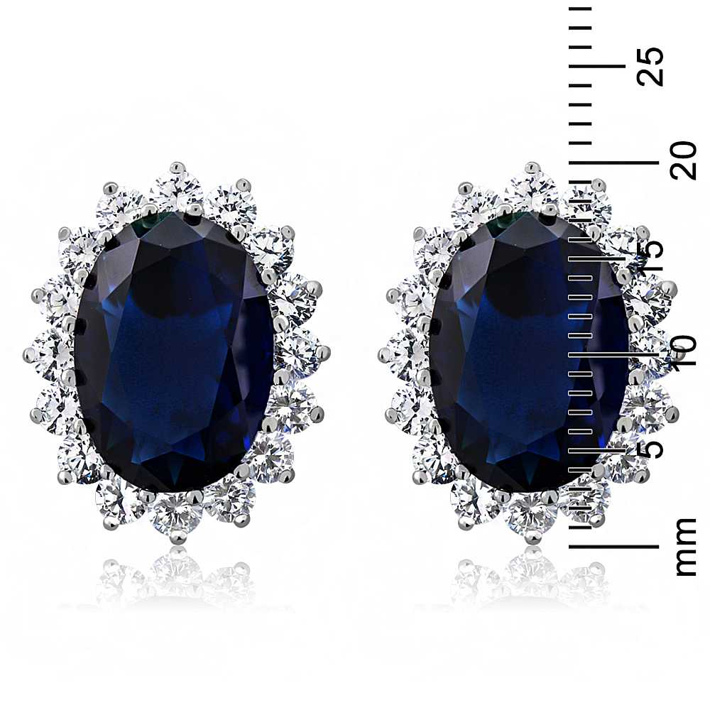 Blue Created Sapphire_Earrings in 925 Sterling Silver