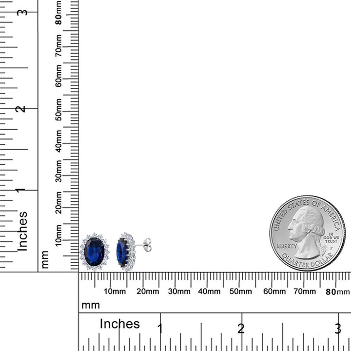 Blue Created Sapphire_Earrings in 925 Sterling Silver