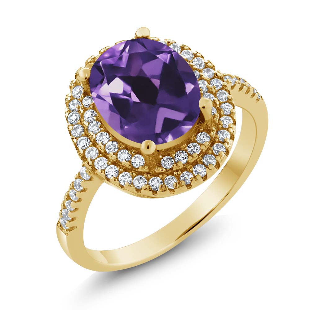 Amethyst_9_Ring in 925 Yellow Gold Plated Silver