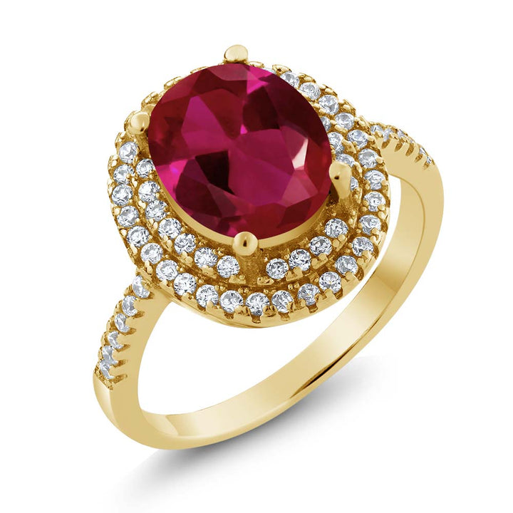 Created Ruby_5_Ring in 925 Yellow Gold Plated Silver