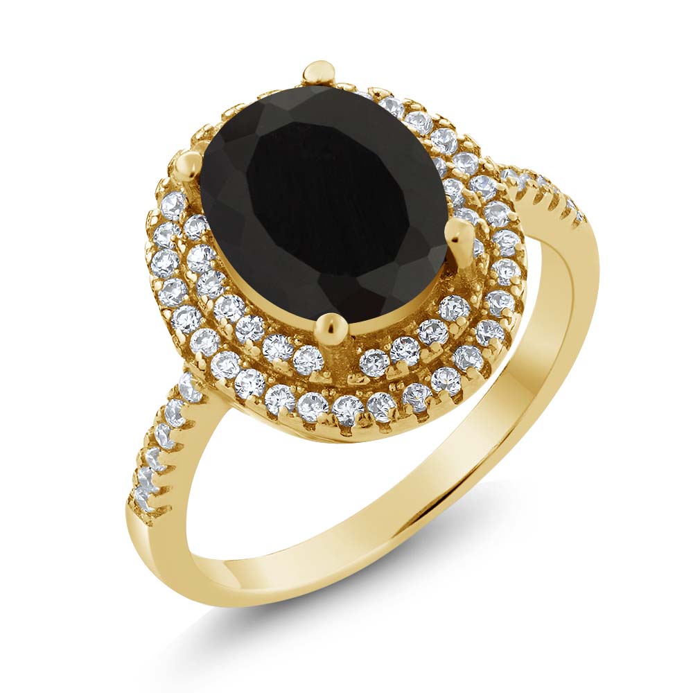 Onyx_7_Ring in 925 Yellow Gold Plated Silver