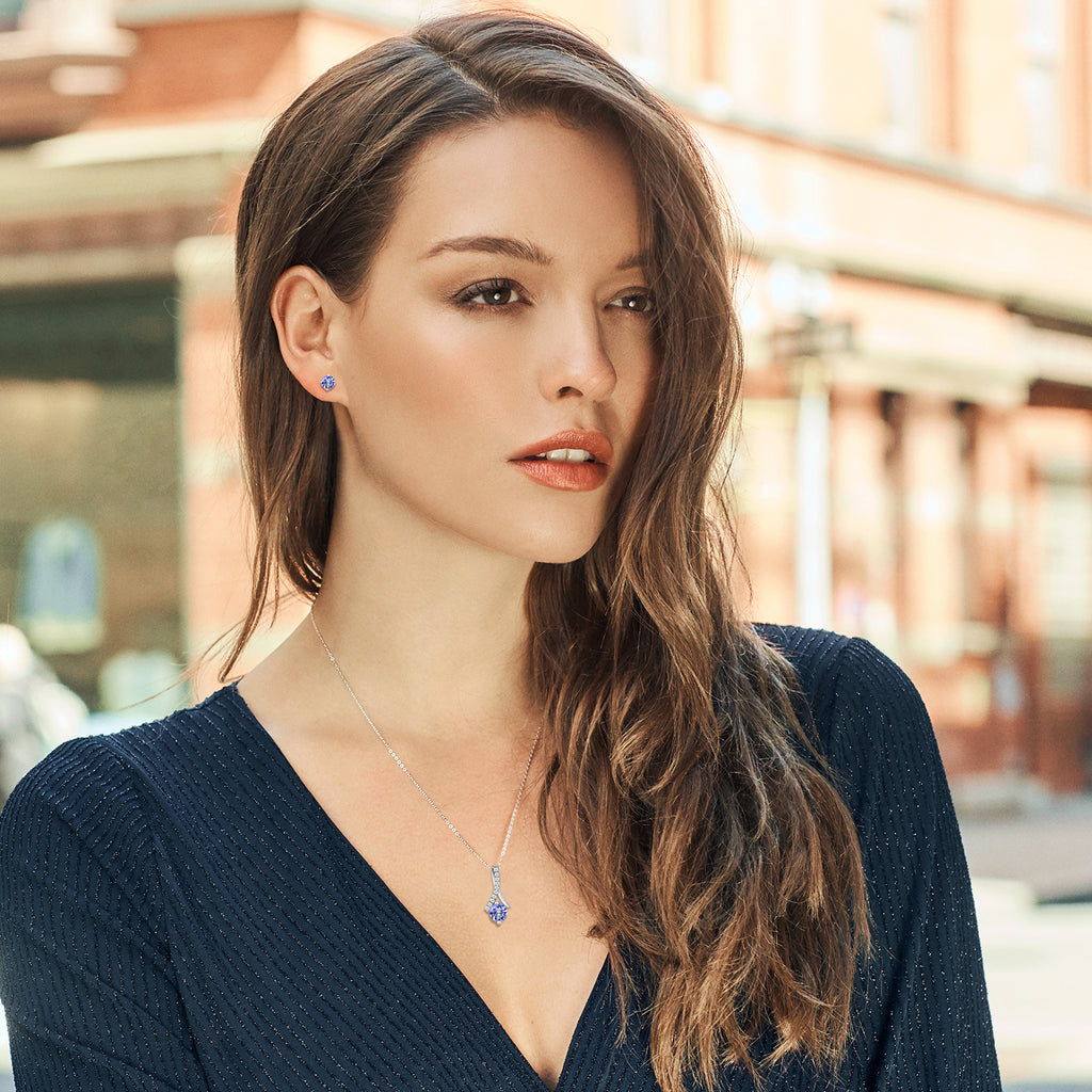 Pendant Earrings Set in 925 Sterling Silver