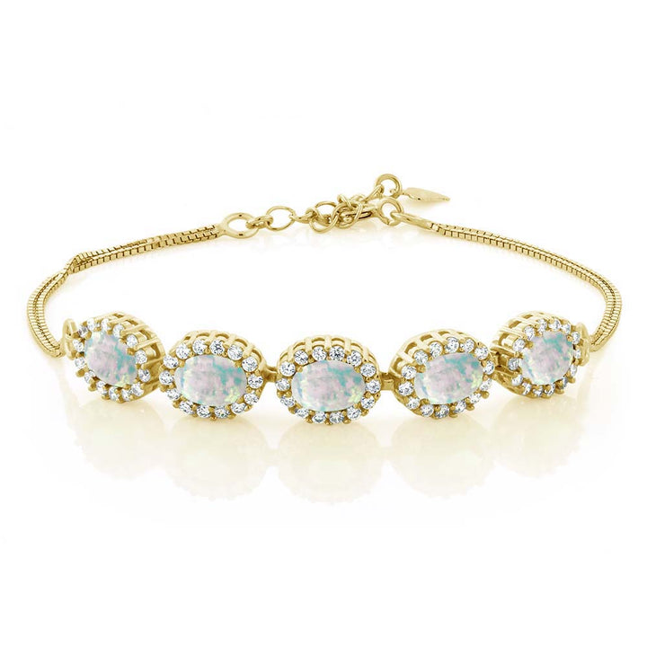 Opal - October_Bracelet in 925 Yellow Gold Plated Silver