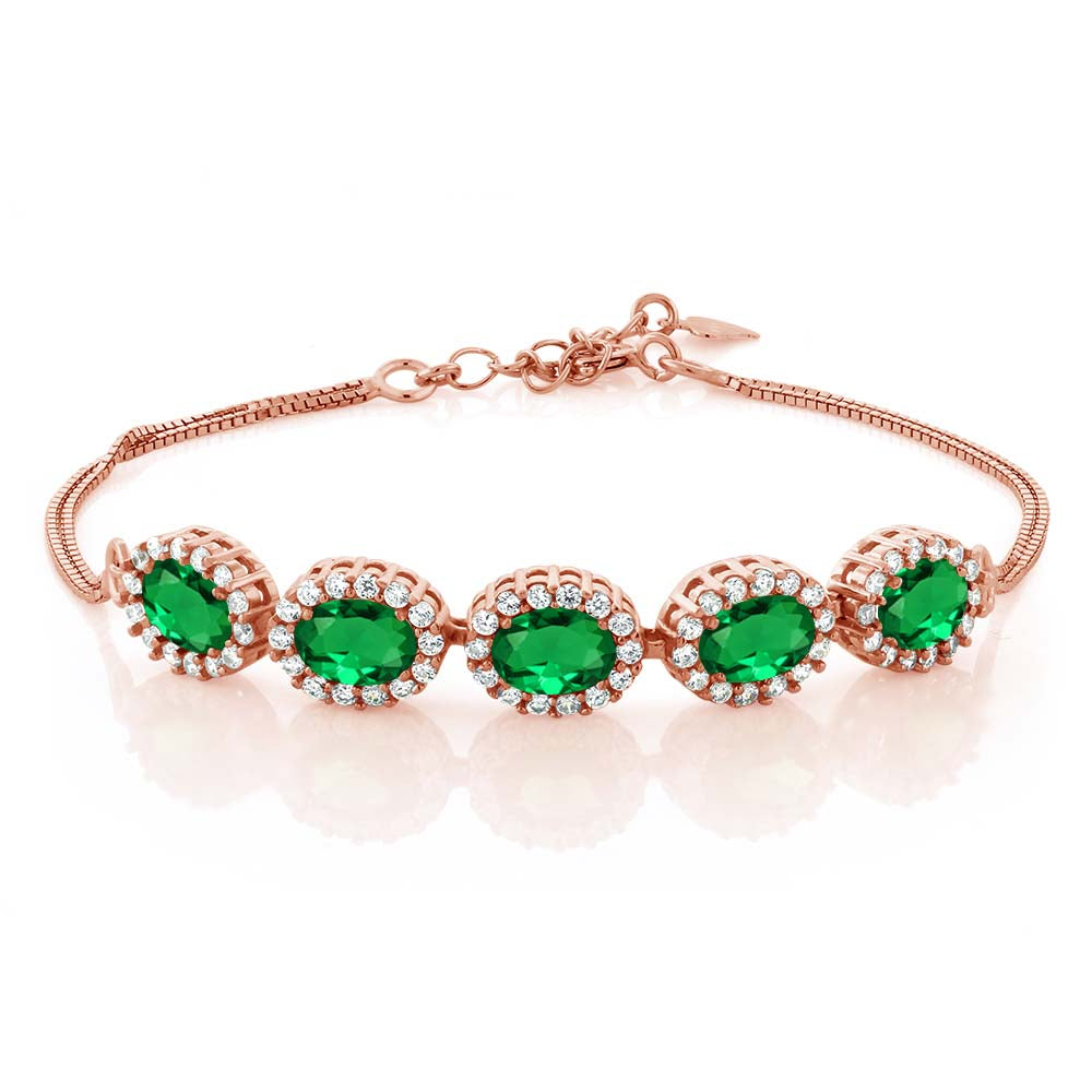 Nano Emerald - May_Bracelet in 925 Rose Gold Plated Silver