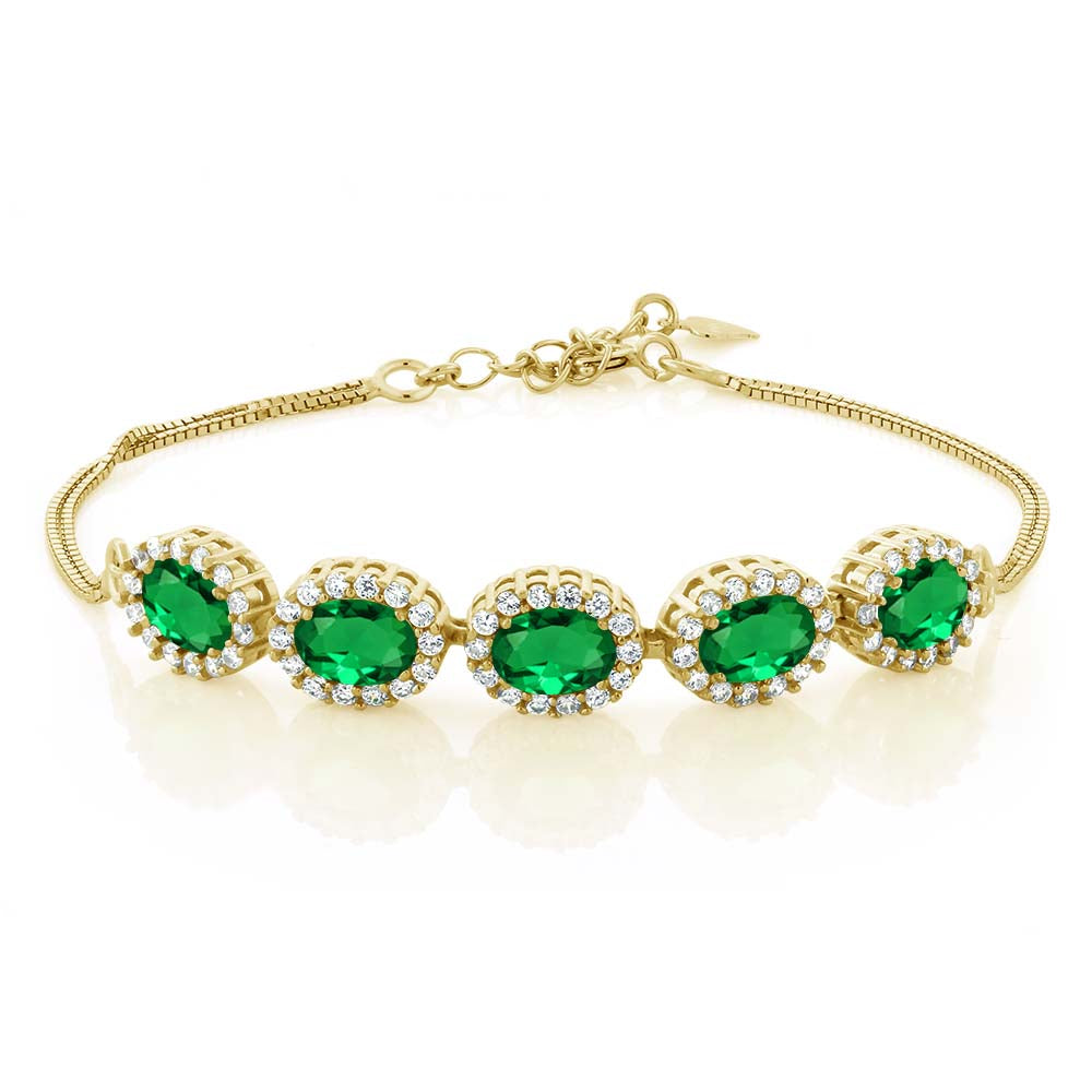 Nano Emerald - May_Bracelet in 925 Yellow Gold Plated Silver