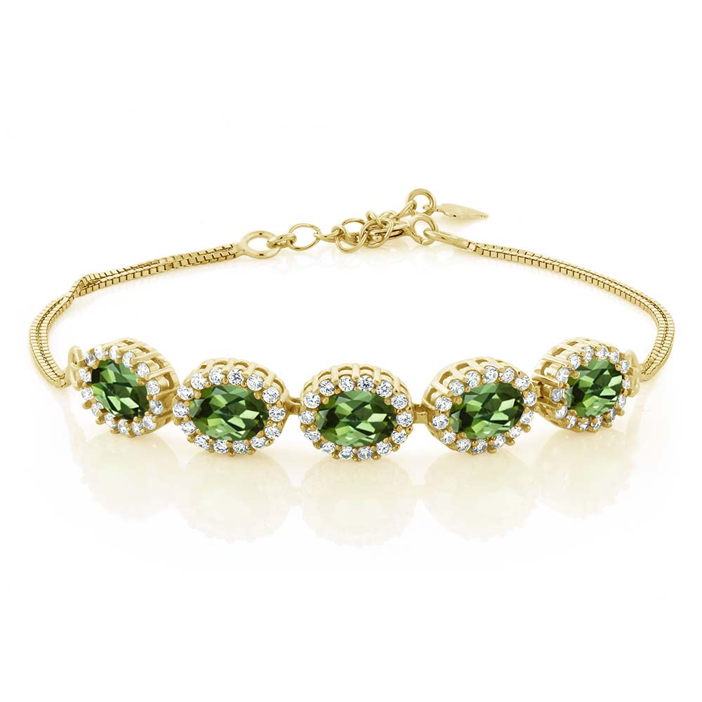Green Tourmaline - October_Bracelet in 925 Yellow Gold Plated Silver