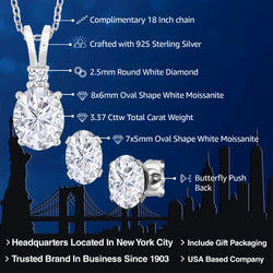 Pendant Earrings Set in 925 Sterling Silver