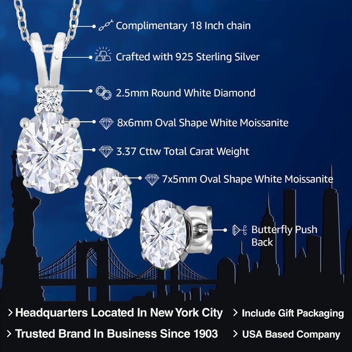 Pendant Earrings Set in 925 Sterling Silver