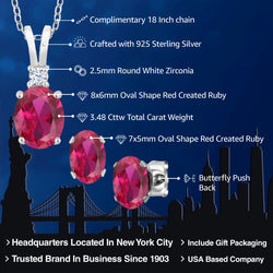 Pendant Earrings Set in 925 Sterling Silver