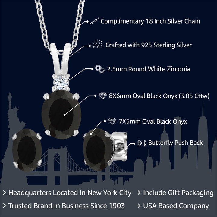 Pendant Earrings Set in 925 Sterling Silver