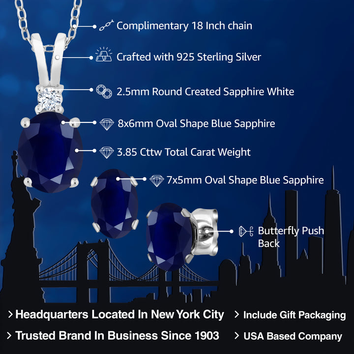 Pendant Earrings Set in 925 Sterling Silver