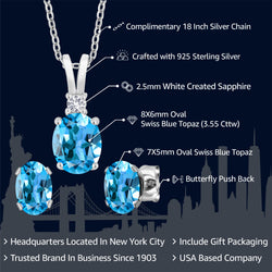 Pendant Earrings Set in 925 Sterling Silver