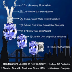 Pendant Earrings Set in 925 Sterling Silver