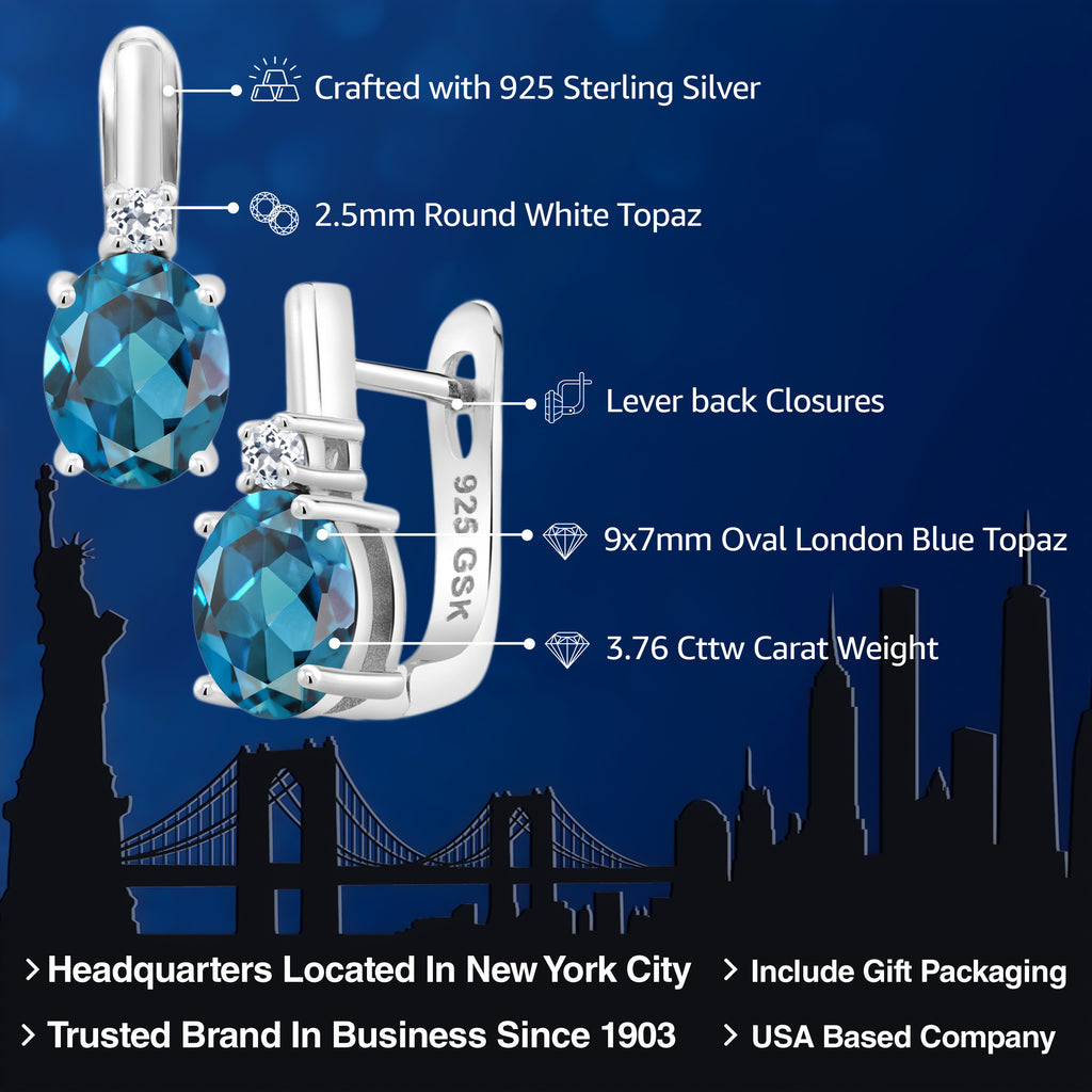 London Blue Topaz - November_Earrings in 925 Sterling Silver