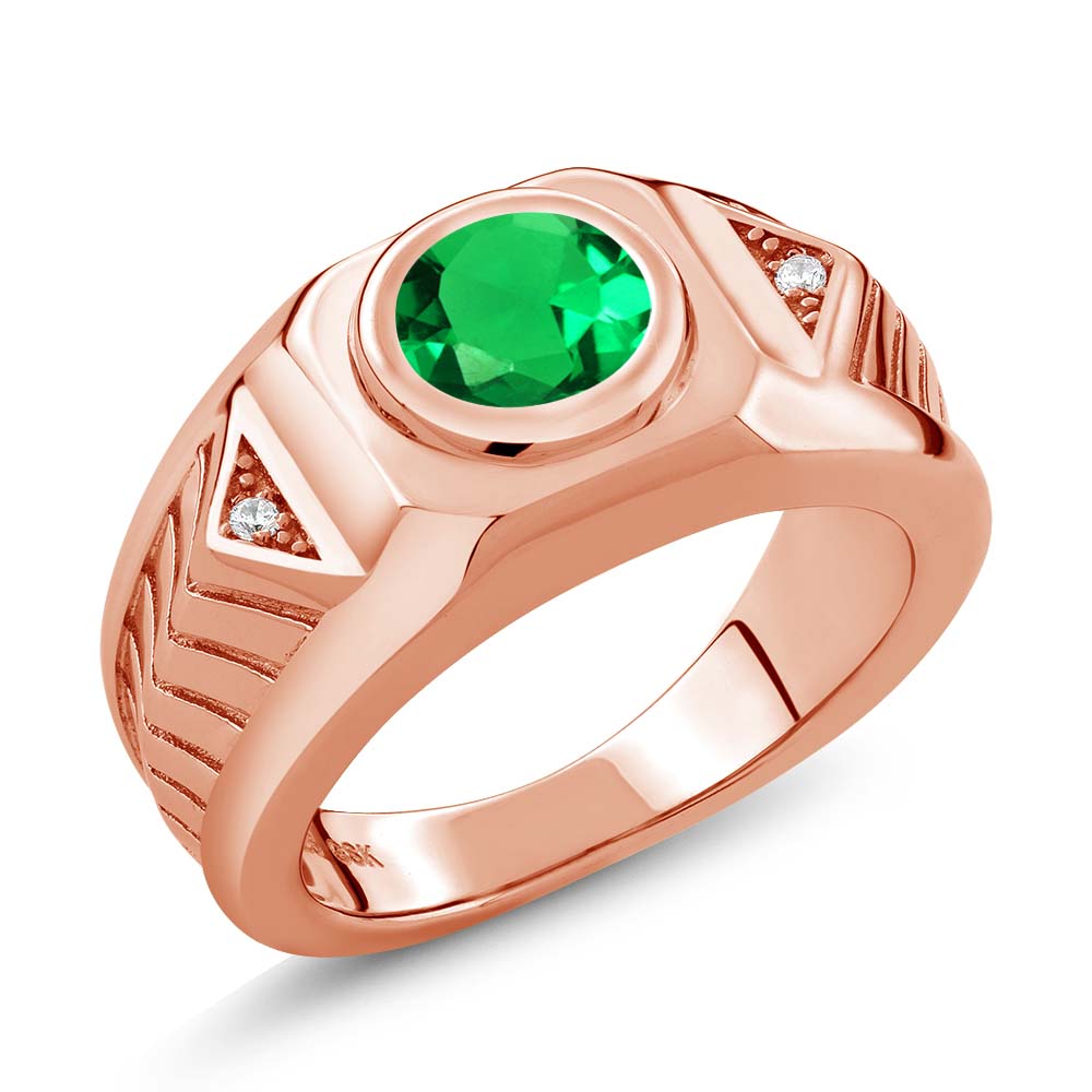 Nano Emerald - May_13_Ring in 925 Rose Gold Plated Silver