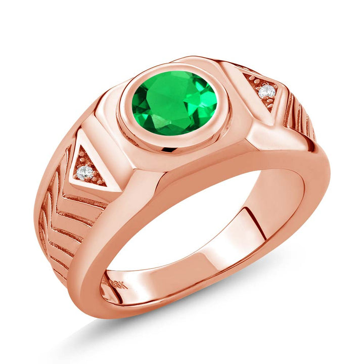 Nano Emerald - May_8_Ring in 925 Rose Gold Plated Silver
