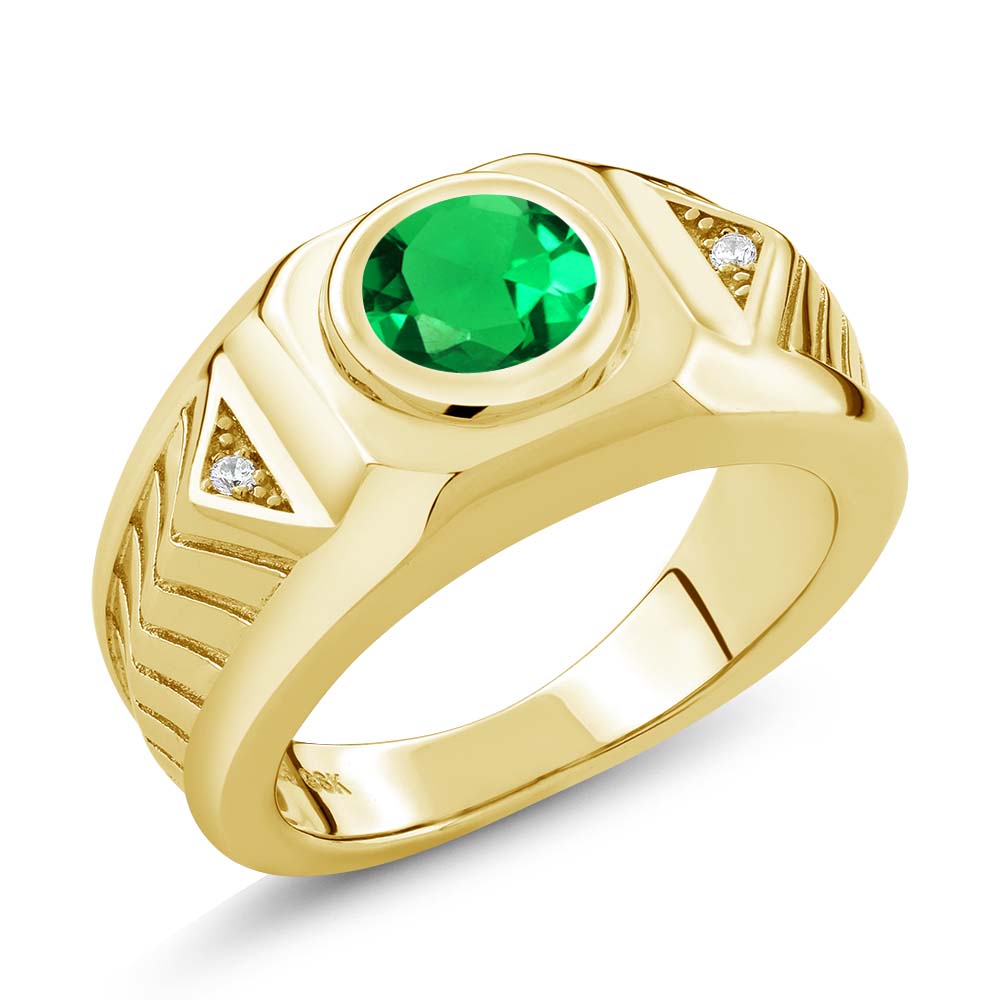 Nano Emerald - May_11_Ring in 925 Yellow Gold Plated Silver