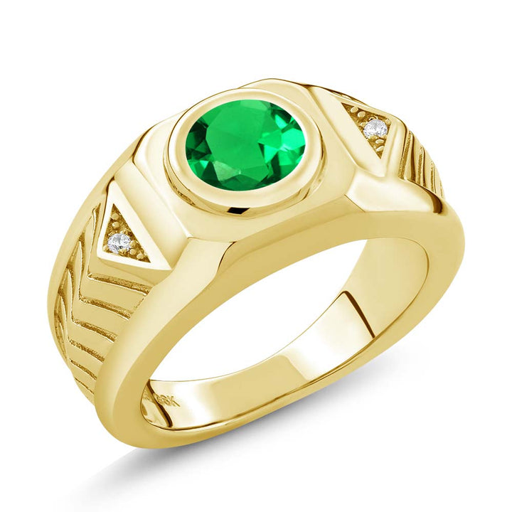 Nano Emerald - May_8_Ring in 925 Yellow Gold Plated Silver