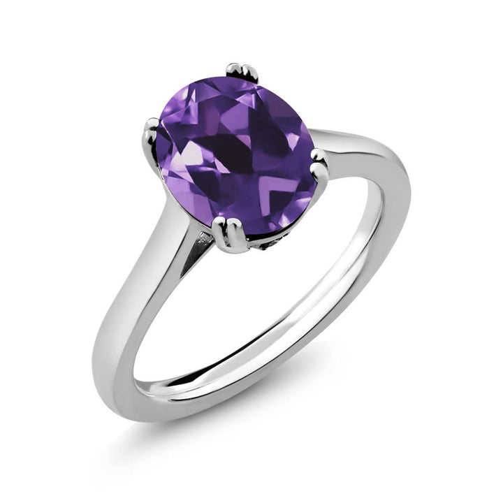 Amethyst and Diamond_7_Ring in 925 Sterling Silver