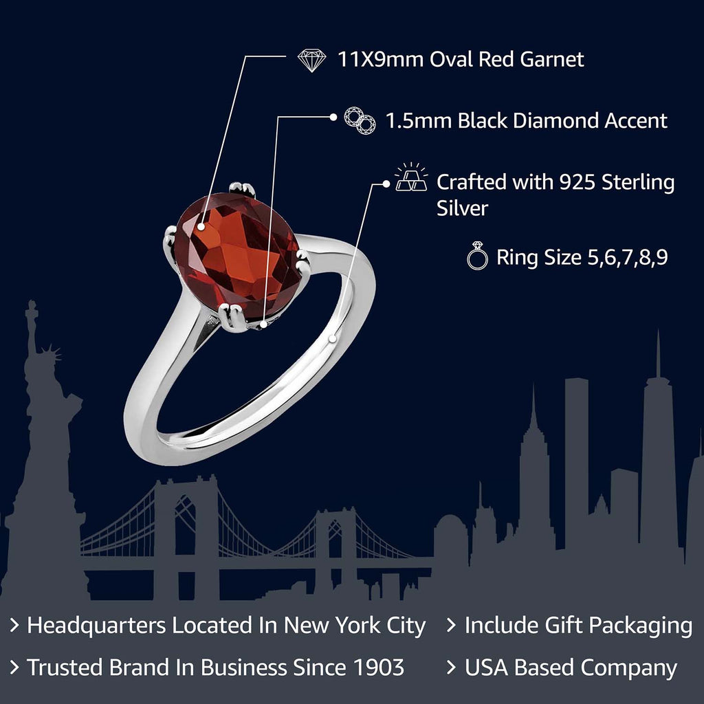 Garnet and Diamond_7_Ring in 925 Sterling Silver