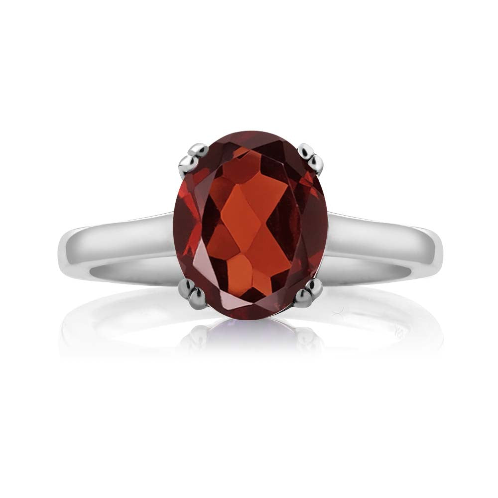 Garnet and Diamond_7_Ring in 925 Sterling Silver