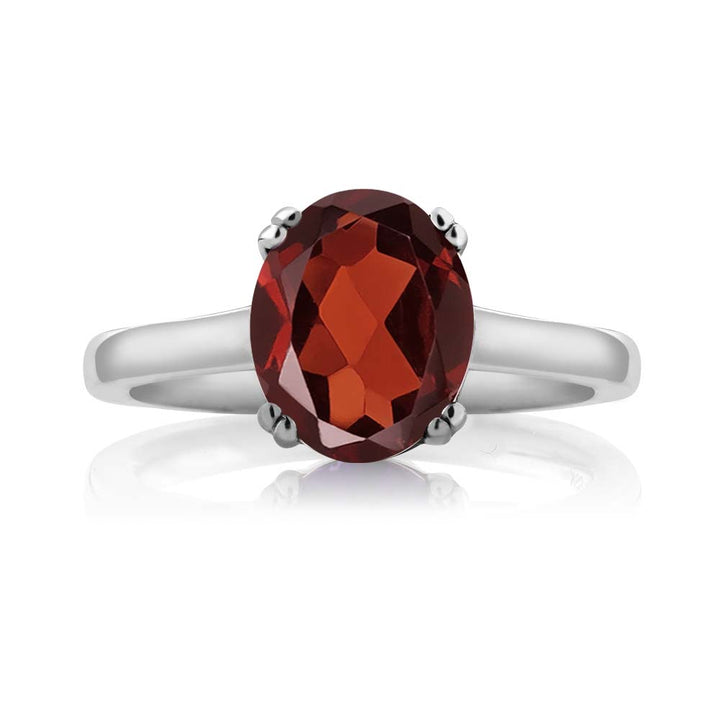 Garnet and Diamond_7_Ring in 925 Sterling Silver