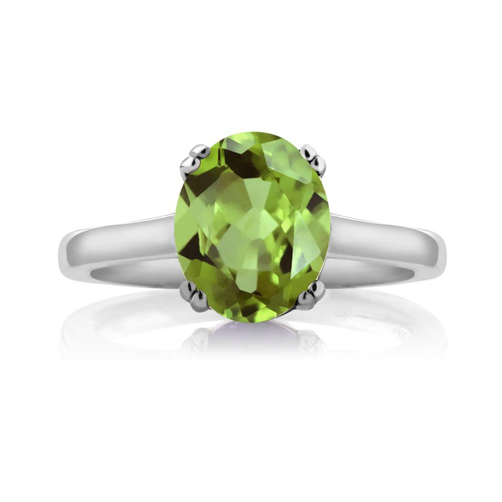 Peridot and Created Sapphire_7_Ring in 925 Sterling Silver