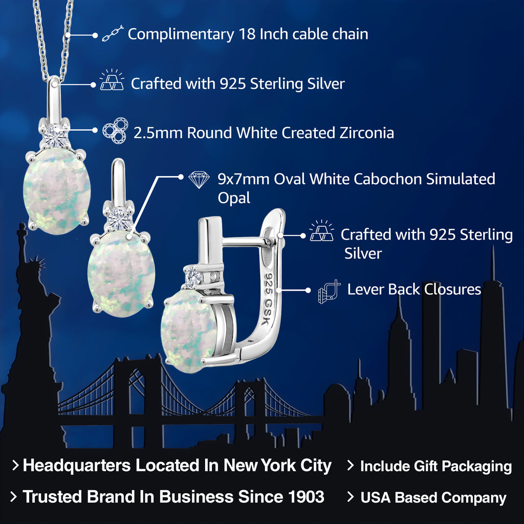 Opal - October_Pendant Earrings Set in 925 Sterling Silver