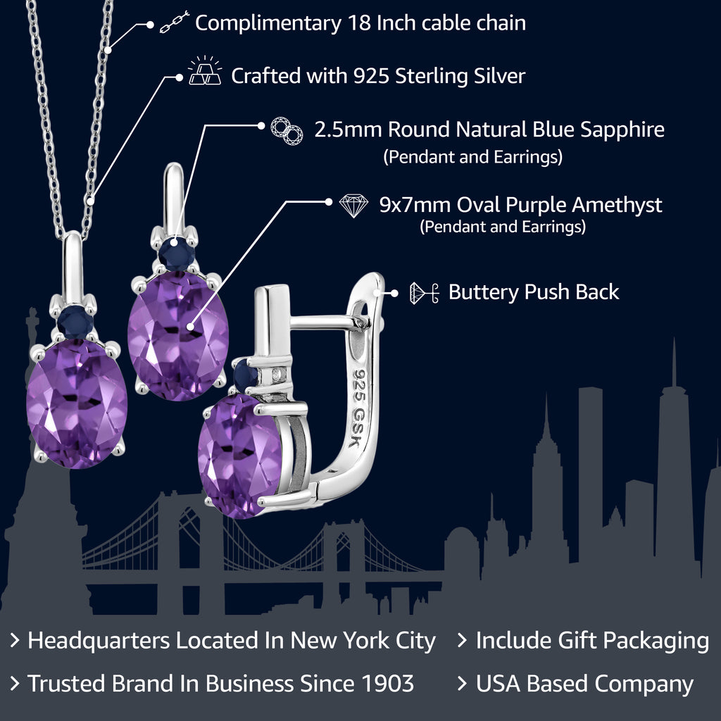 Amethyst - February_Pendant Earrings Set in 925 Sterling Silver