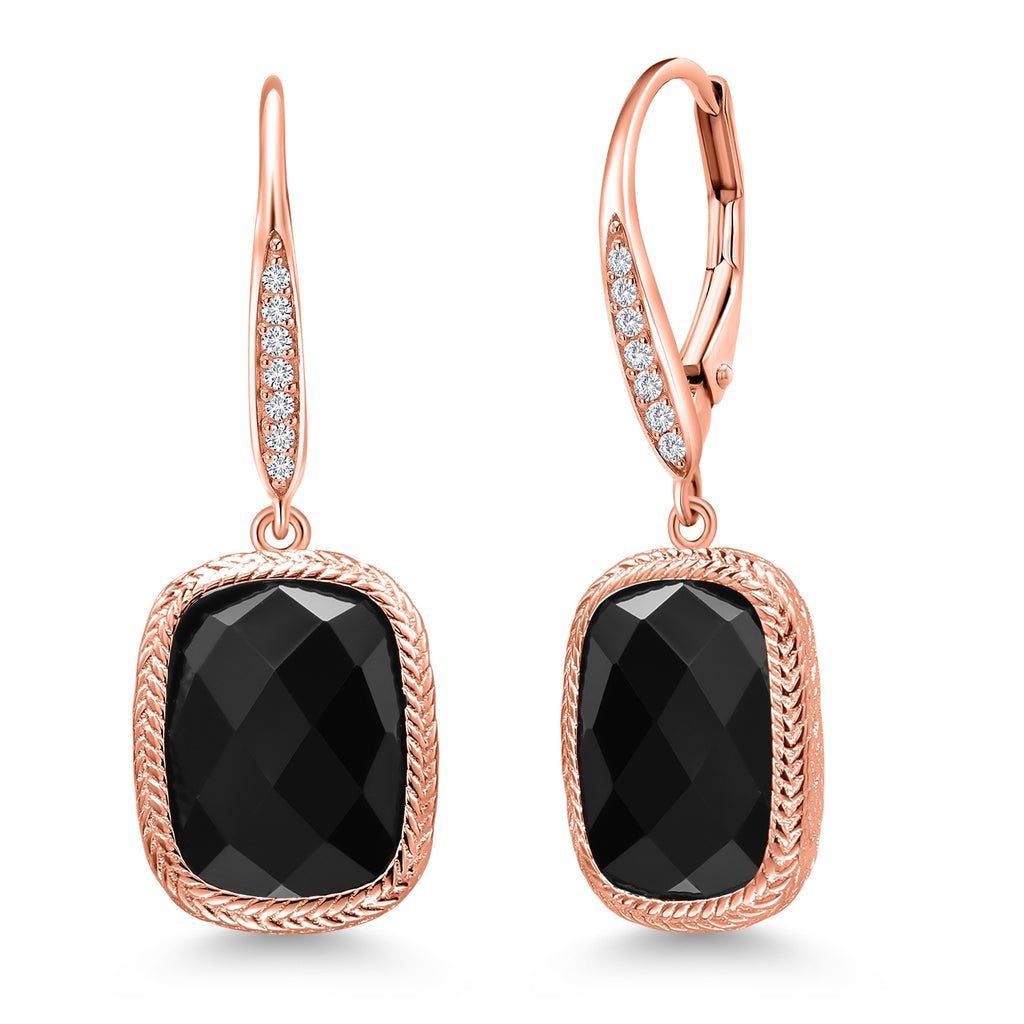 BLACK - Rose Gold Plated Silver_Earrings in 18K Rose Gold Plated Silver