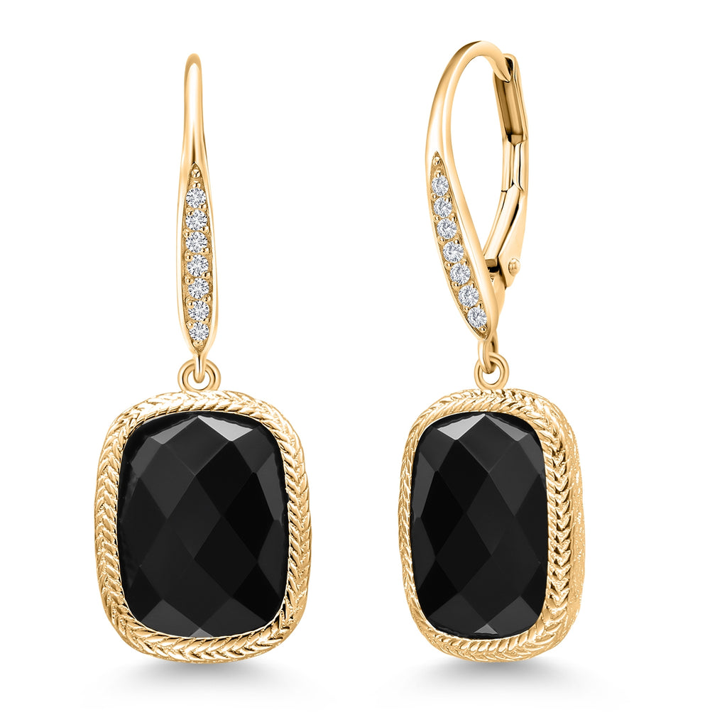 BLACK - Yellow Gold Plated Silver_Earrings in 18K Yellow Gold Plated Silver