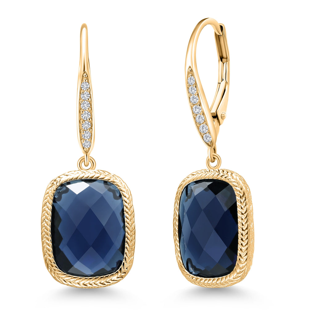 BLUE - Yellow Gold Plated Silver_Earrings in 18K Yellow Gold Plated Silver