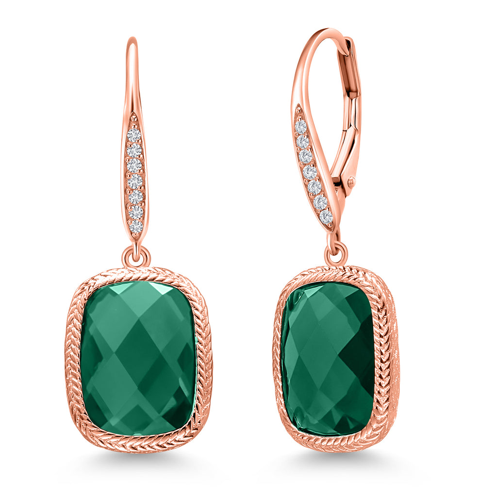 GREEN - Rose Gold Plated Silver_Earrings in 18K Rose Gold Plated Silver
