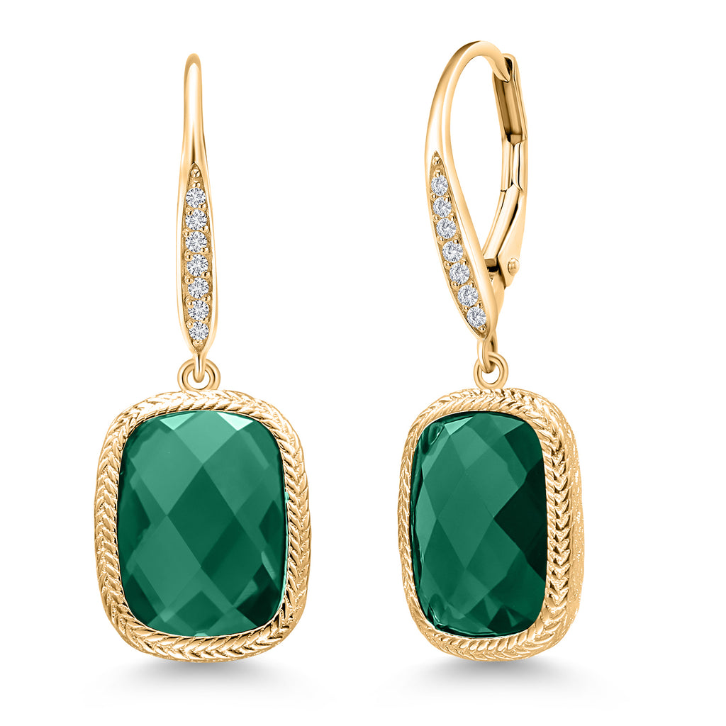 GREEN - Yellow Gold Plated Silver_Earrings in 18K Yellow Gold Plated Silver