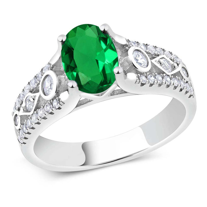 Created Emerald - May_5_Ring in 925 Sterling Silver