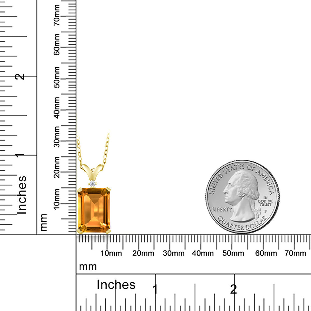 Citrine and Diamond_Pendant in 925 Yellow Gold Plated Silver