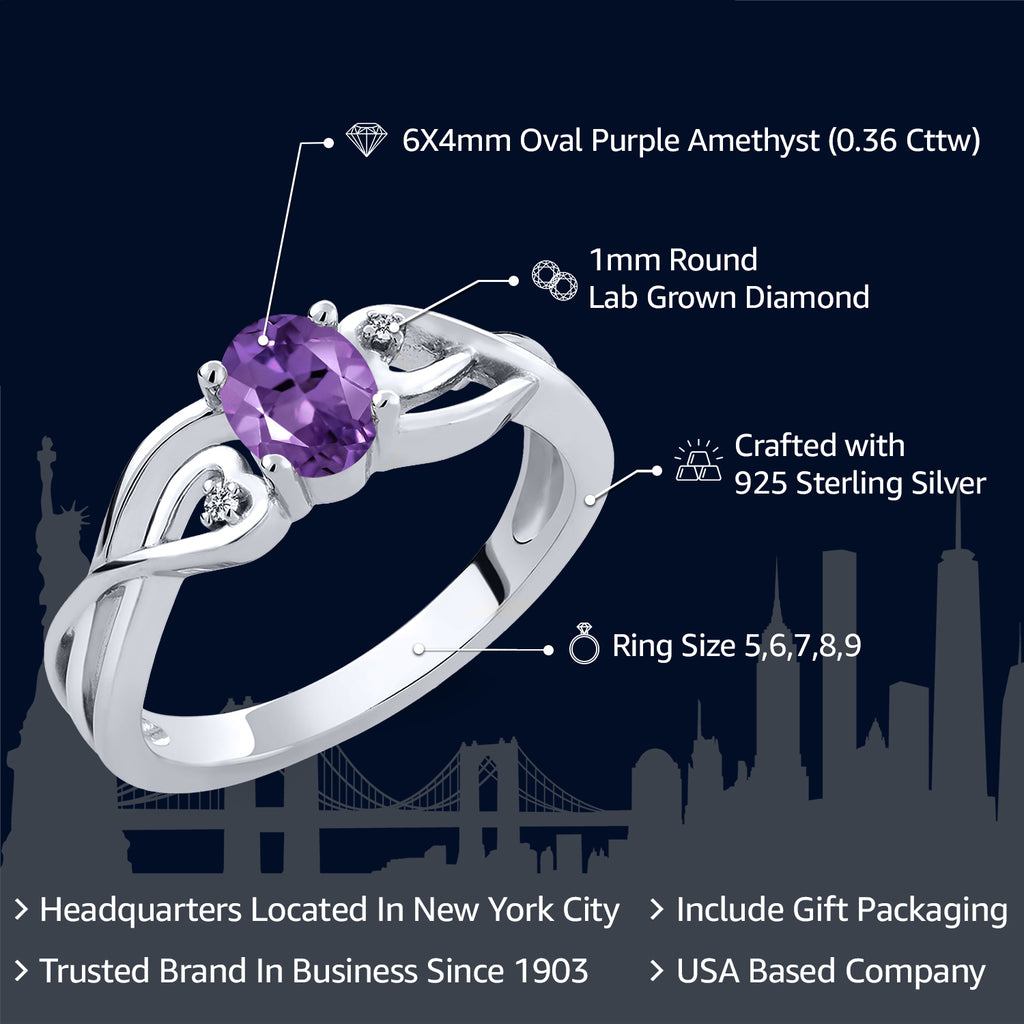 Purple and White_5_Ring in 925 Sterling Silver