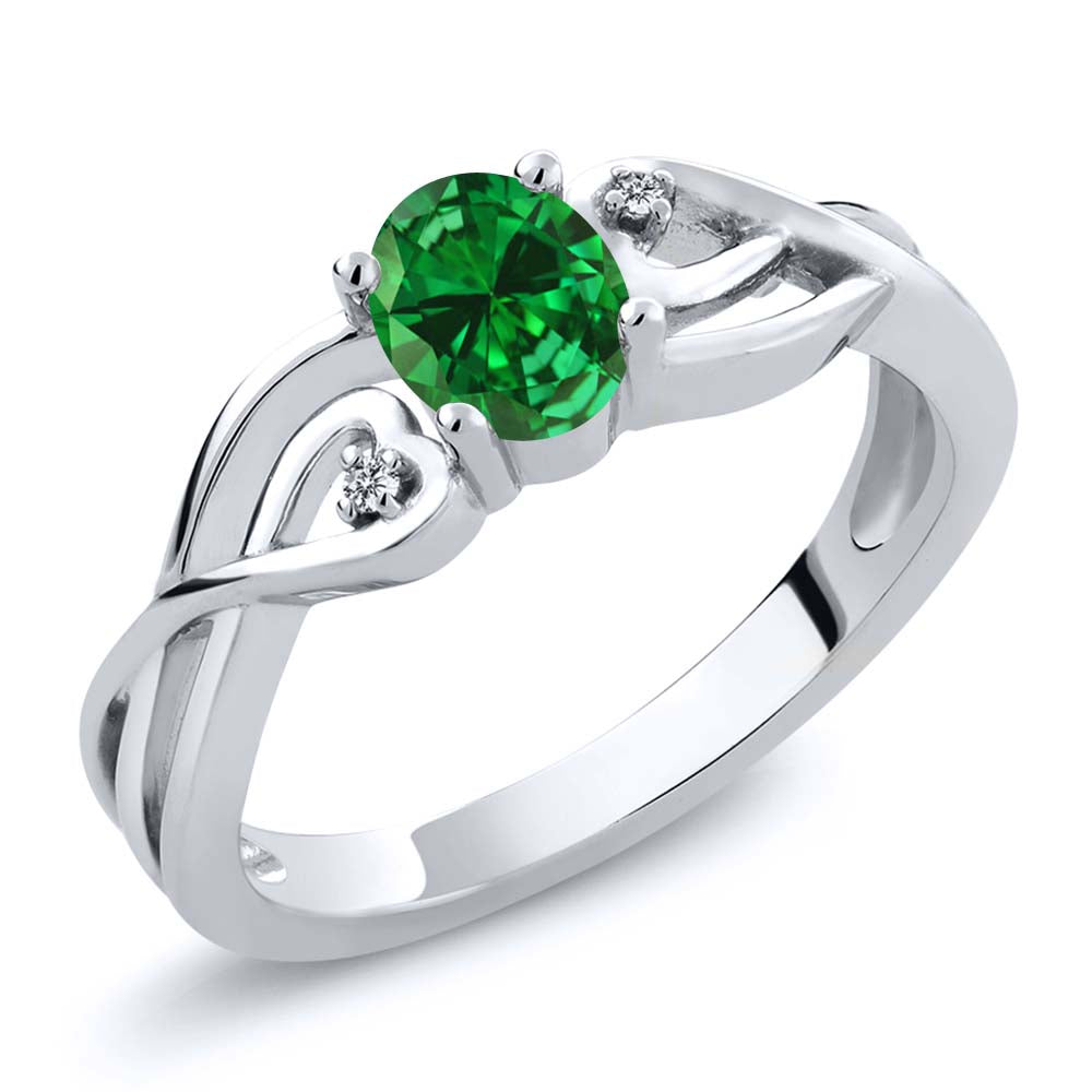 Created Emerald - May_9_Ring in 925 Sterling Silver