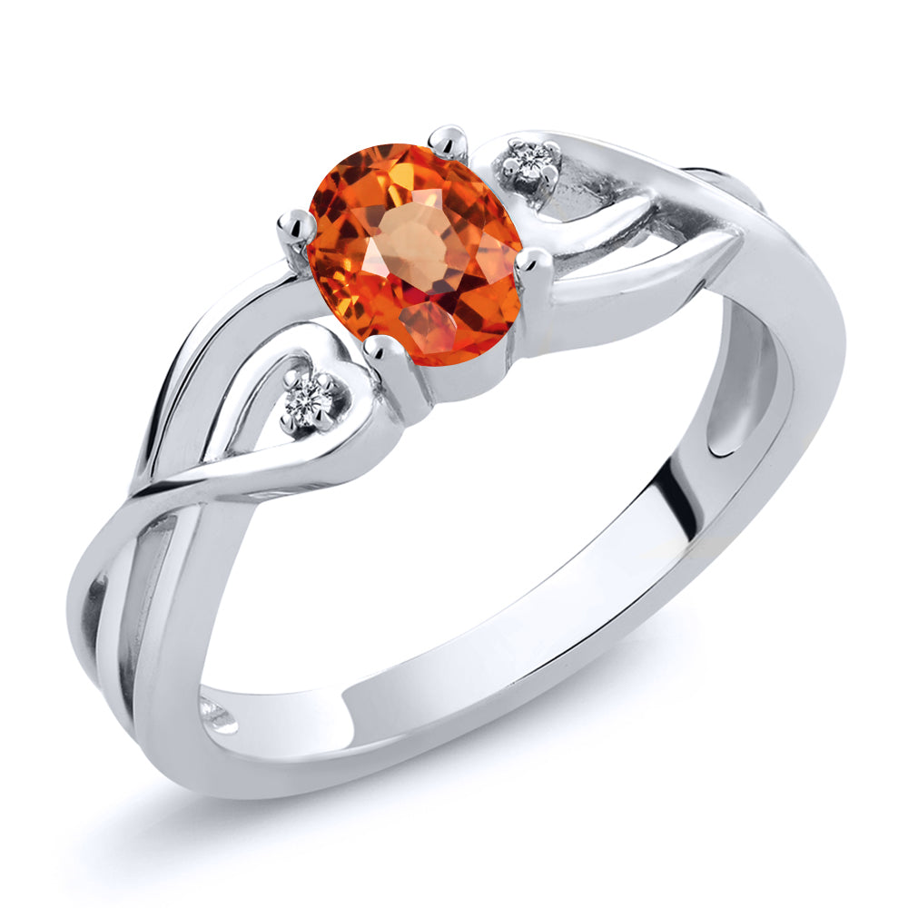Orange Sapphire - September_9_Ring in 925 Sterling Silver