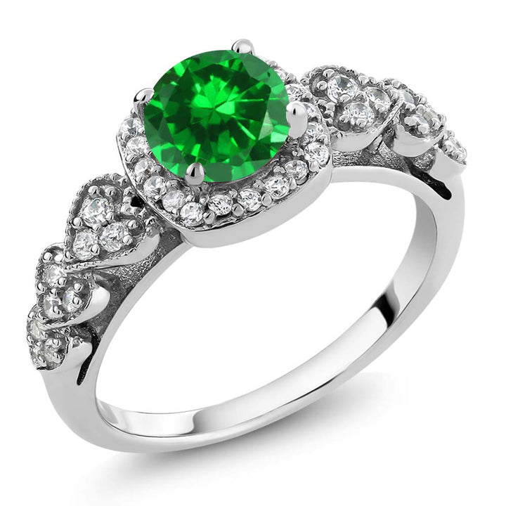 Created Emerald - May_5_Ring in 925 Sterling Silver