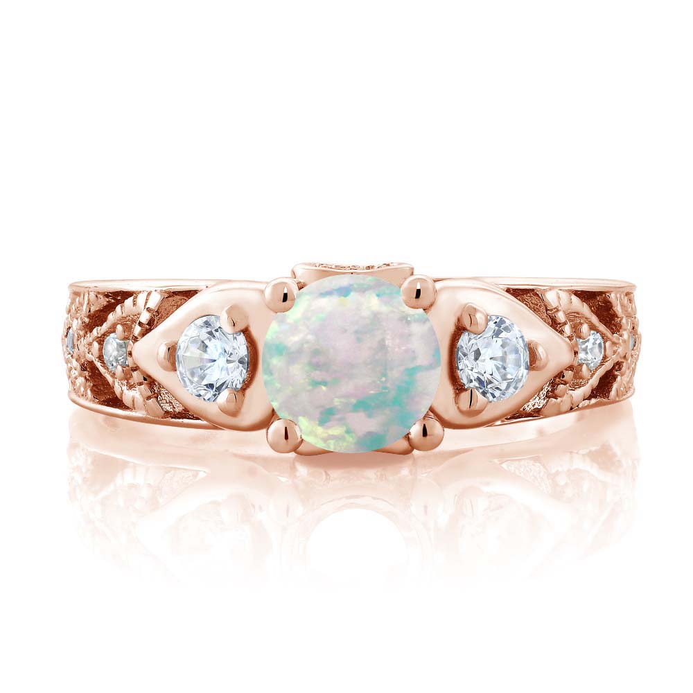 White_5_Ring in 925 Rose Gold Plated Silver