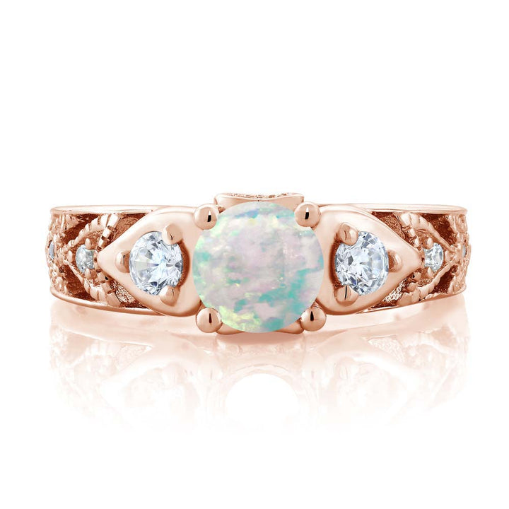 White_5_Ring in 925 Rose Gold Plated Silver