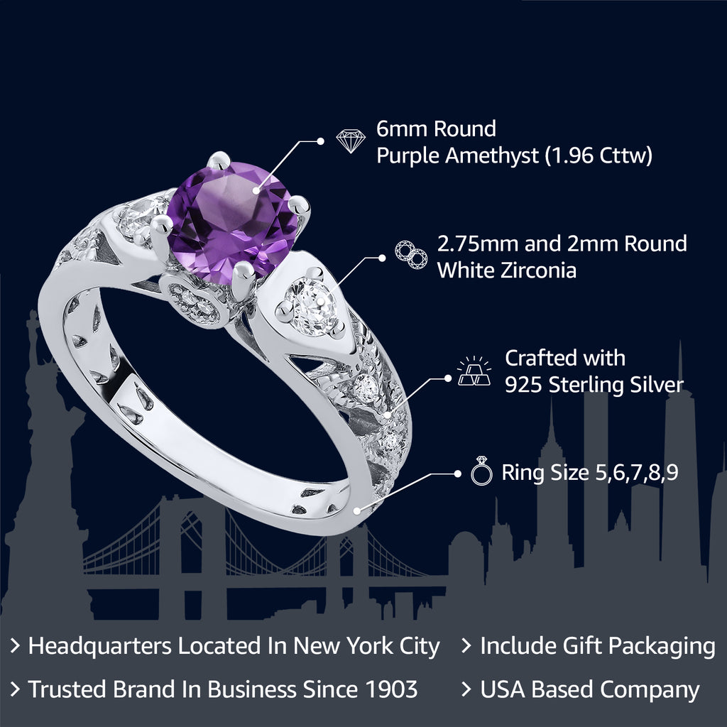 Amethyst and Zirconia_Ring in 925 Sterling Silver