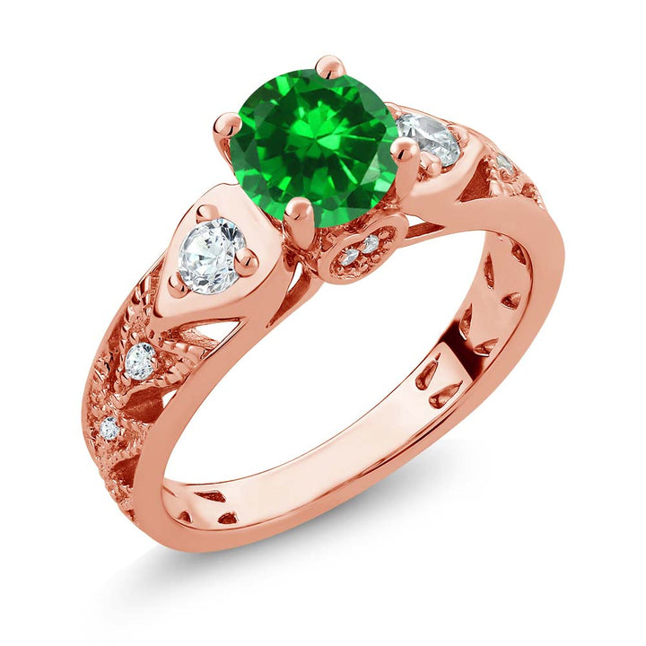 Created Emerald_5_Ring in 925 Rose Gold Plated Silver
